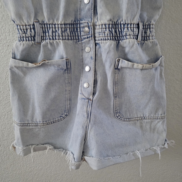 Zara Denim Overalls Romper Light Blue wash M - Picture 4 of 14